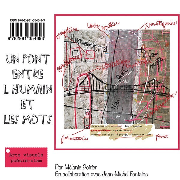 Recueil de poésie/arts visuels/slam signé Mélanie Poirier et Jean-Michel Fontaine, format carré.